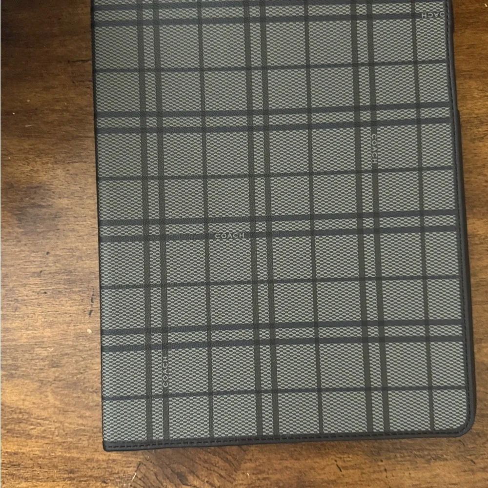 Coach Black and Gray Checkered Tablet Cover NWOT MSRP $168
